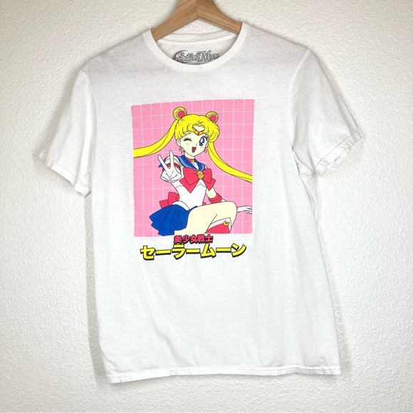Sailor Moon Womens Tee Shirt White Medium CottonShort Sleeve CrewNeck - Picture 3 of 9